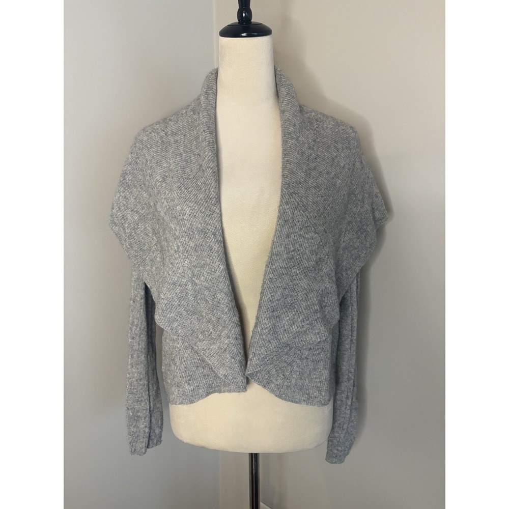 Olivia & Grace 100% Cashmere Sweater Gray Cardigan Shawl Collar Open Size Small